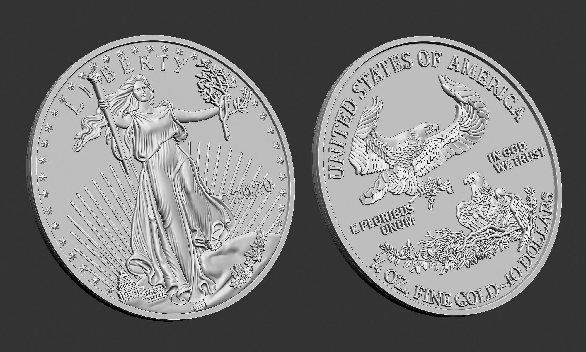 10 Dollar Liberty Coin 3D print model_1