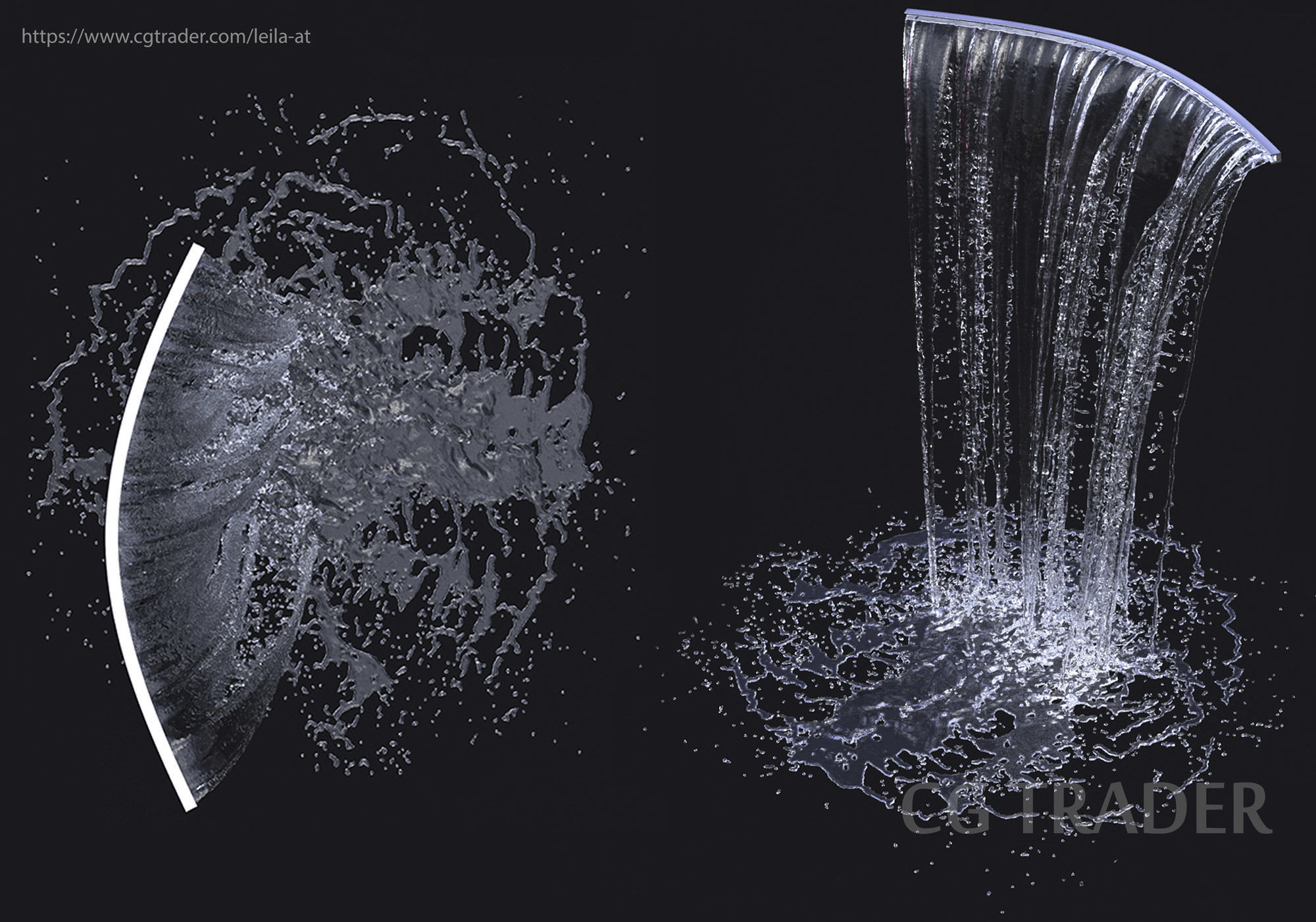 Wall Fountains Big cascade  3D model_3