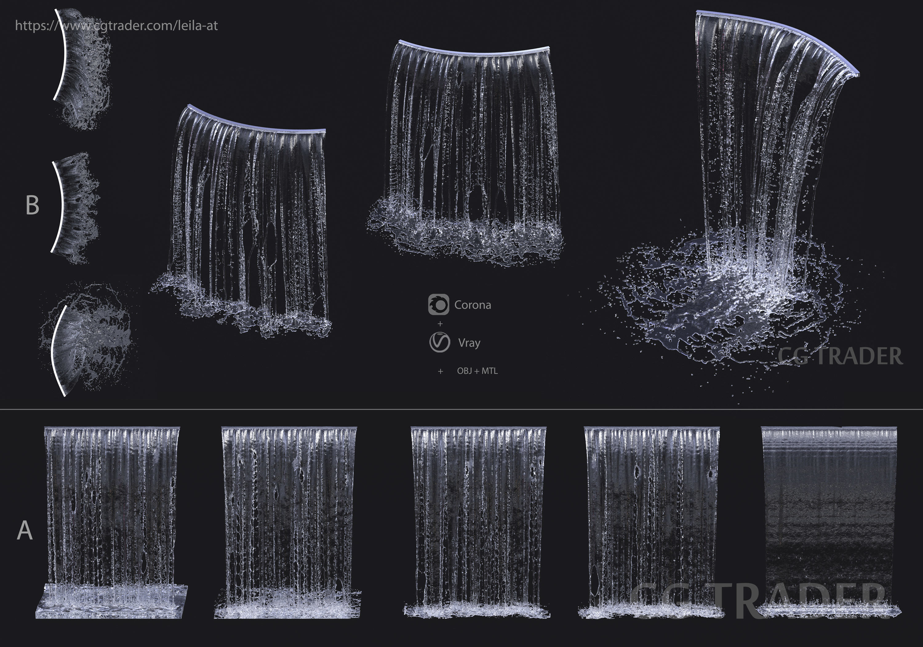 Wall Fountains Big cascade  3D model_0