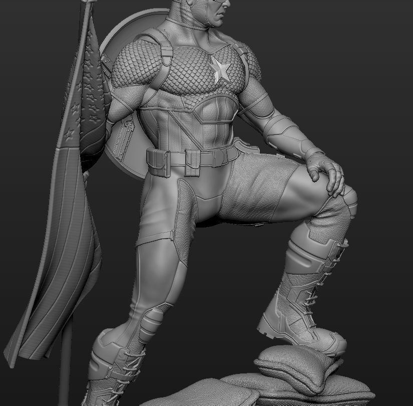 Captain America Comic Version Statue 3d Print Ready 3D print model_6