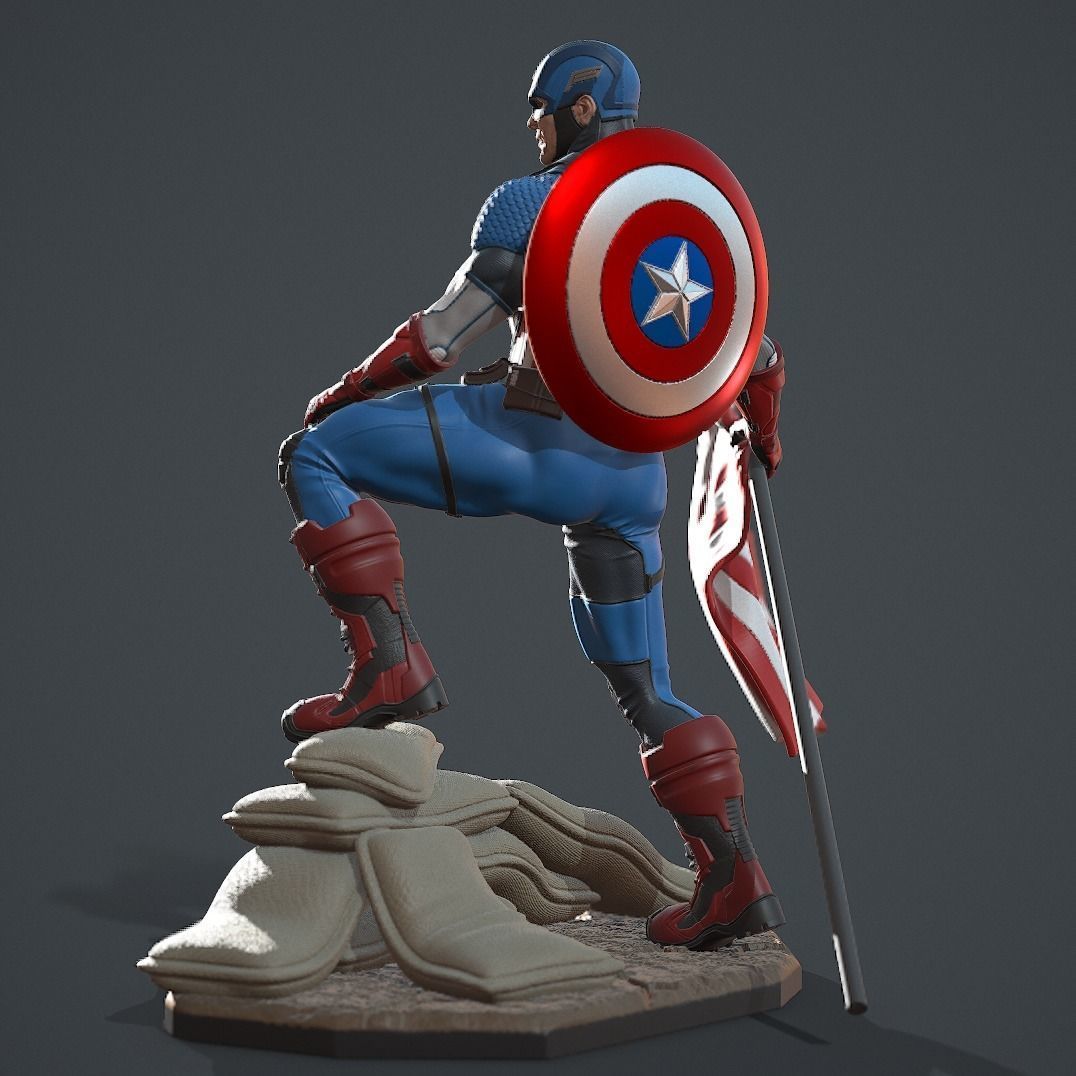 Captain America Comic Version Statue 3d Print Ready 3D print model_2