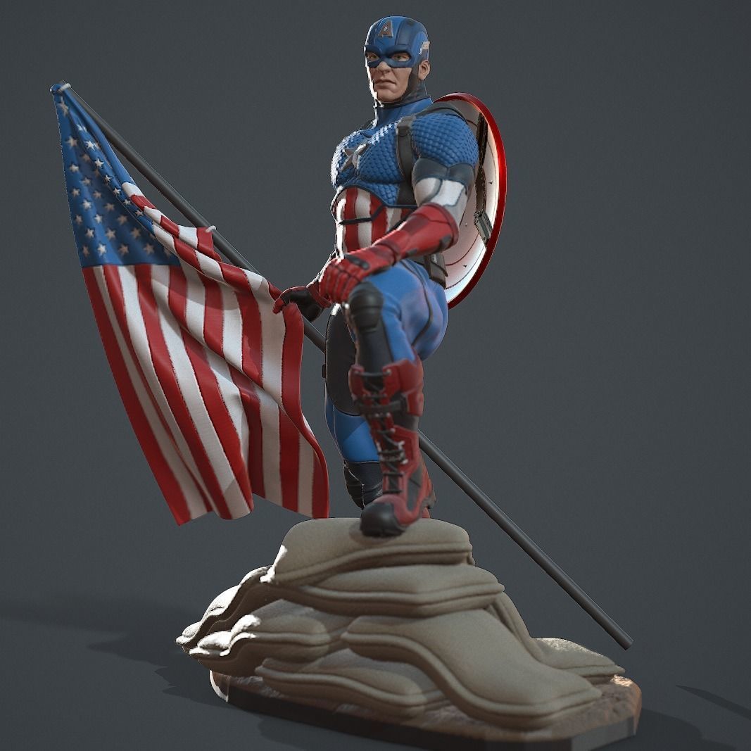 Captain America Comic Version Statue 3d Print Ready 3D print model_1