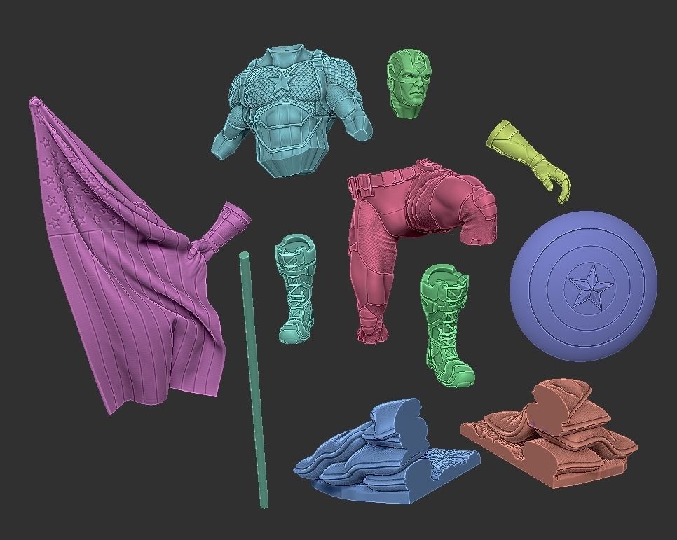Captain America Comic Version Statue 3d Print Ready 3D print model_9