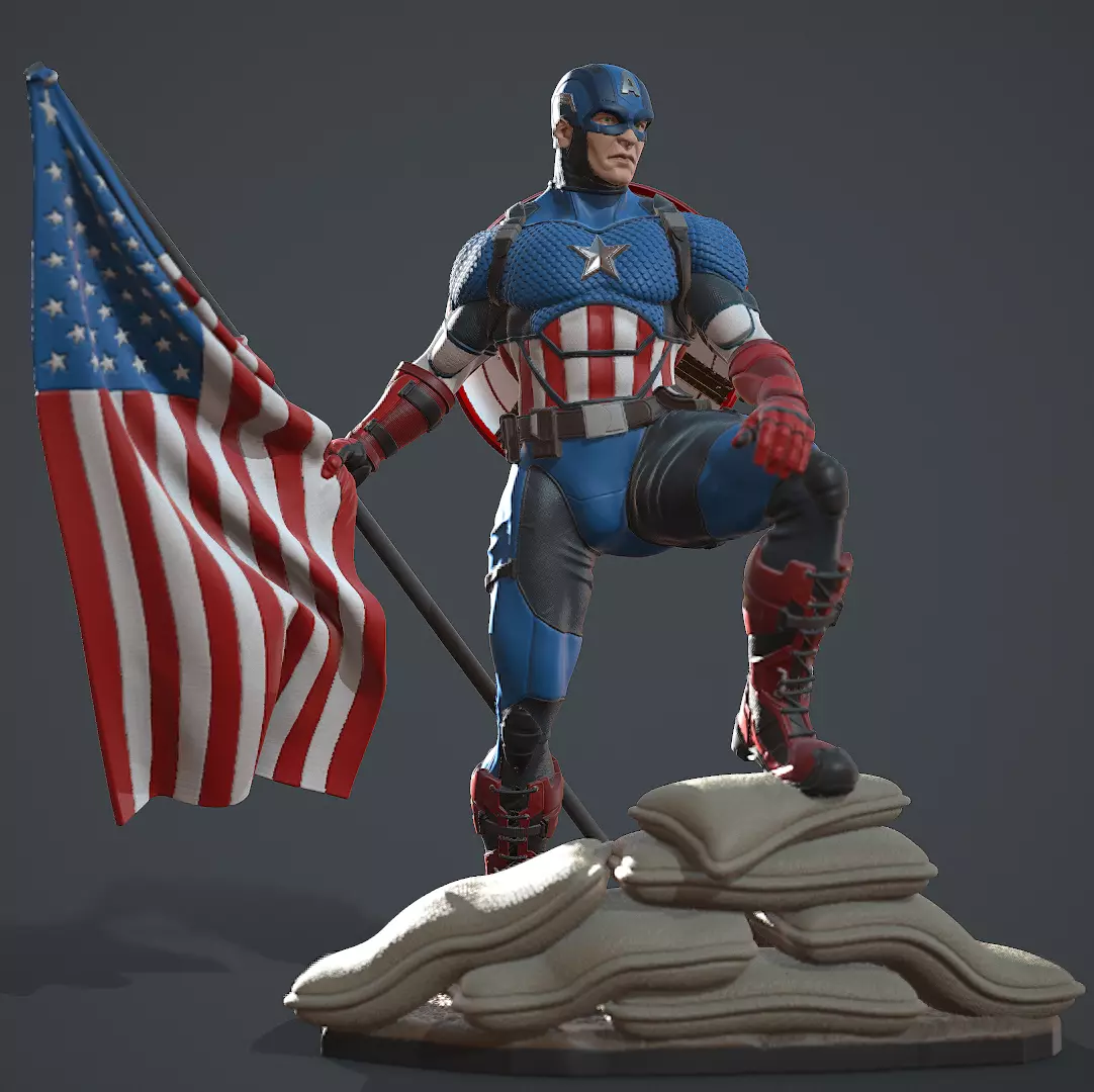 Captain America Comic Version Statue 3d Print Ready 3D print model_0