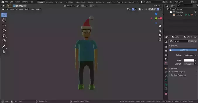 LOW POLY character with santa hat