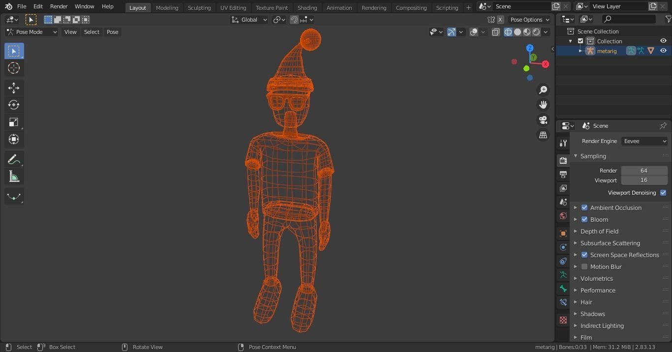LOW POLY character with santa hat Low-poly 3D model_4
