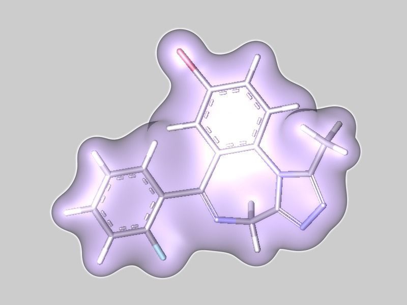 Flubromazolam molecule 3D model_2