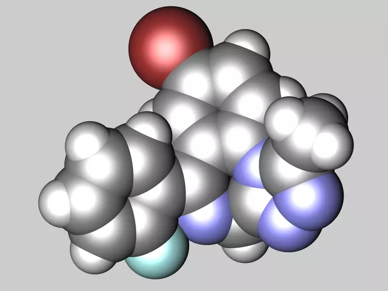 Flubromazolam molecule 3D model_0