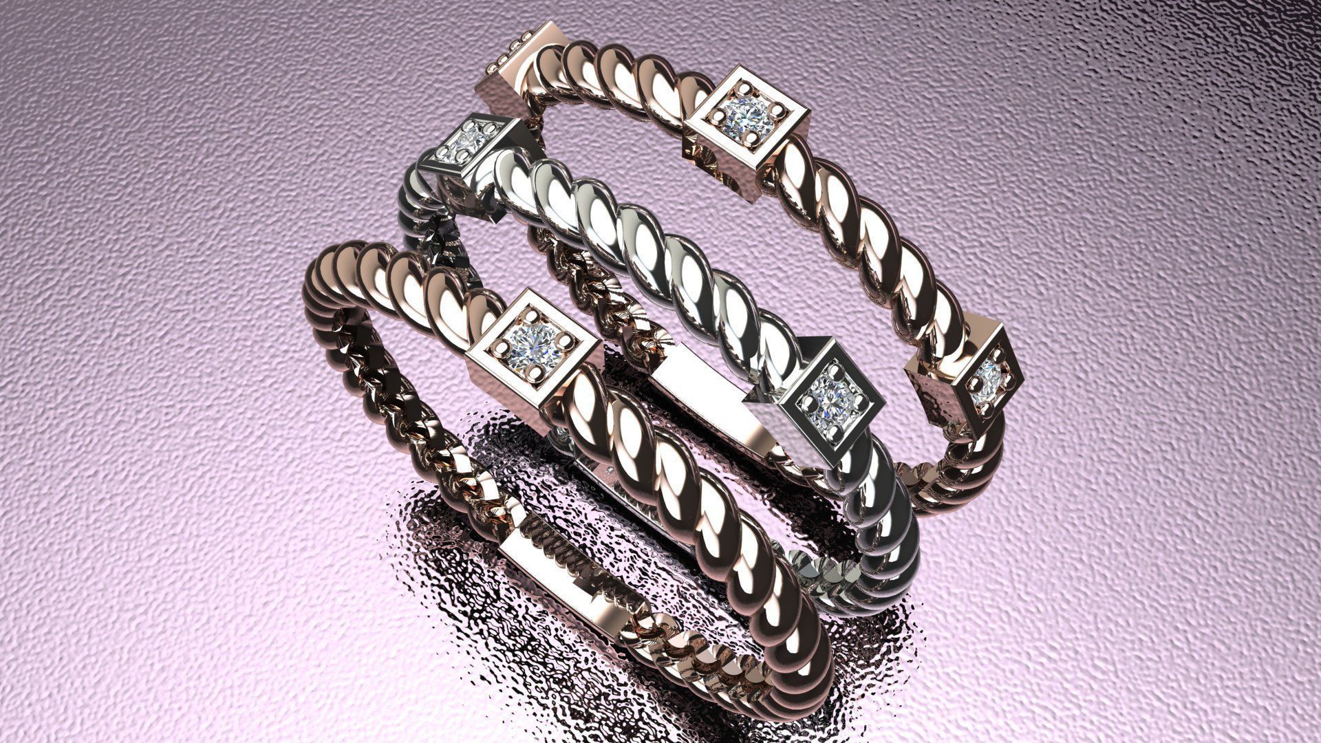 3 ring set for women 3D print model_2