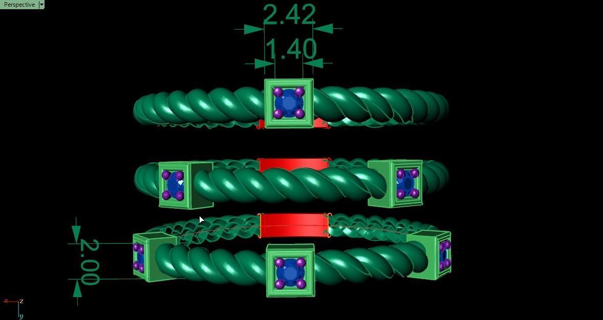 3 ring set for women 3D print model_14