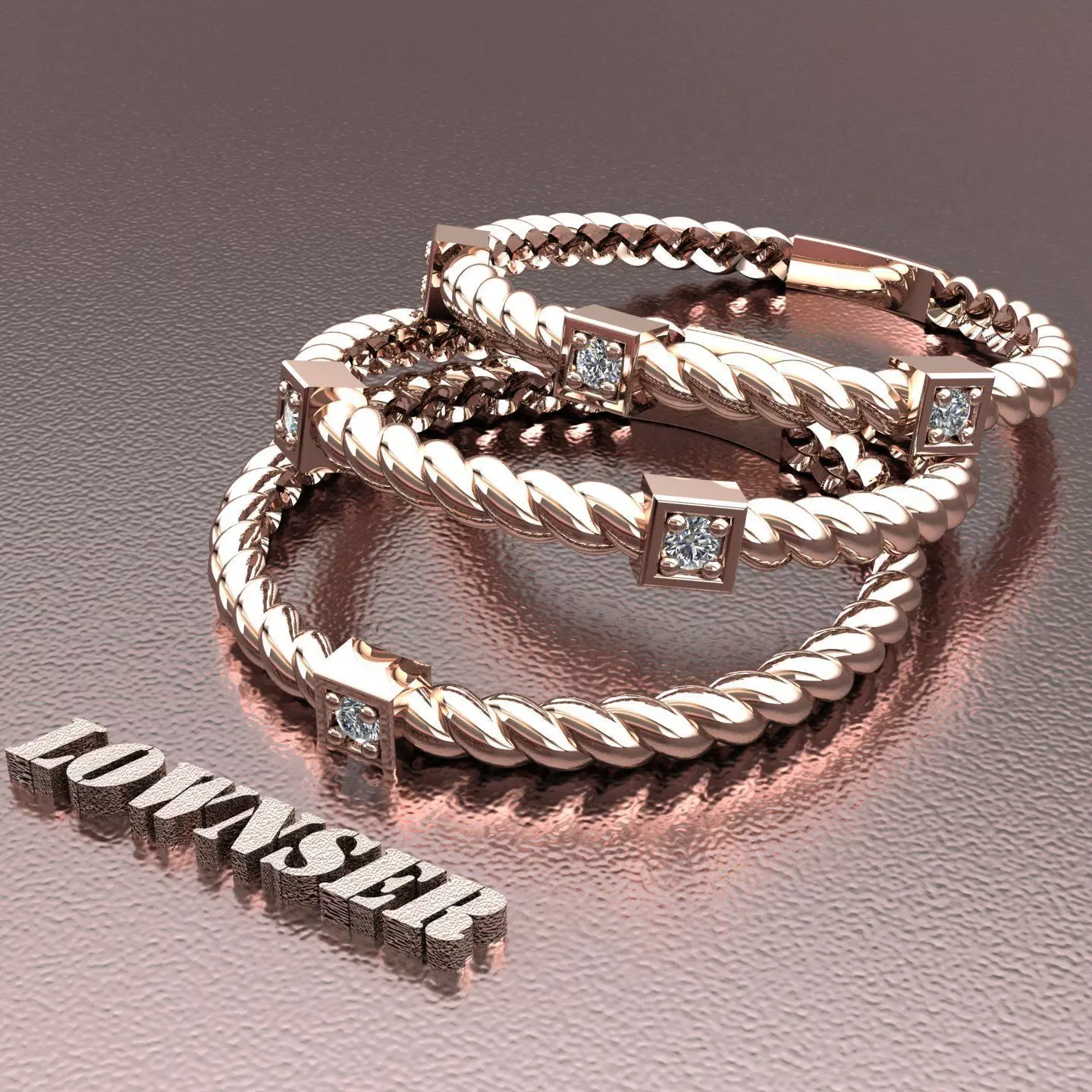 3 ring set for women 3D print model_0