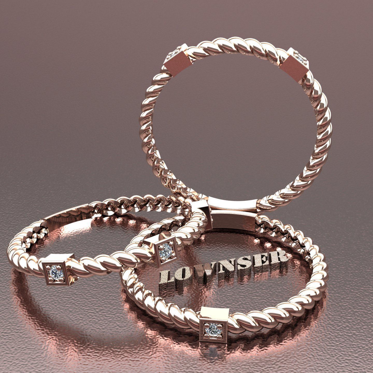 3 ring set for women 3D print model_6