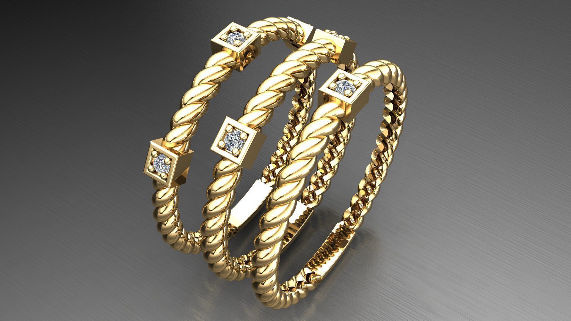 3 ring set for women 3D print model_7