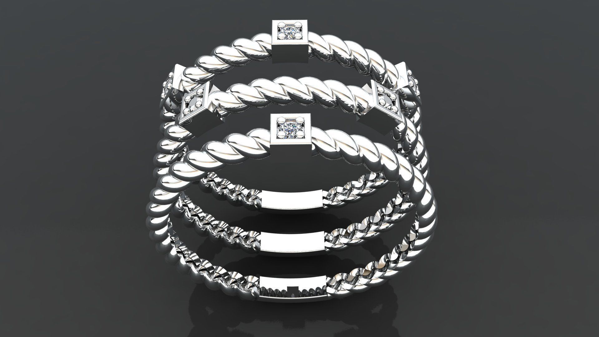 3 ring set for women 3D print model_1