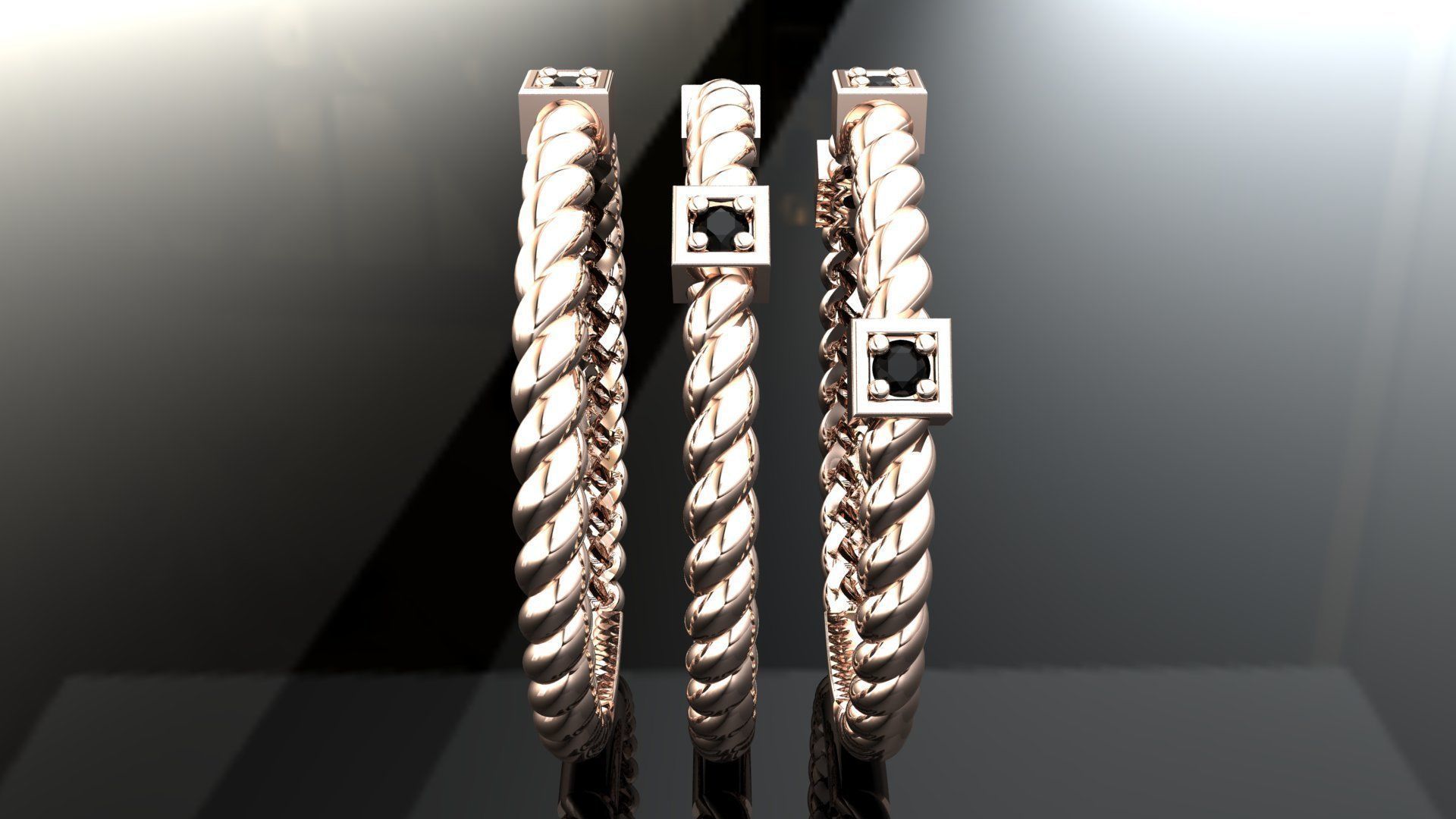 3 ring set for women 3D print model_13