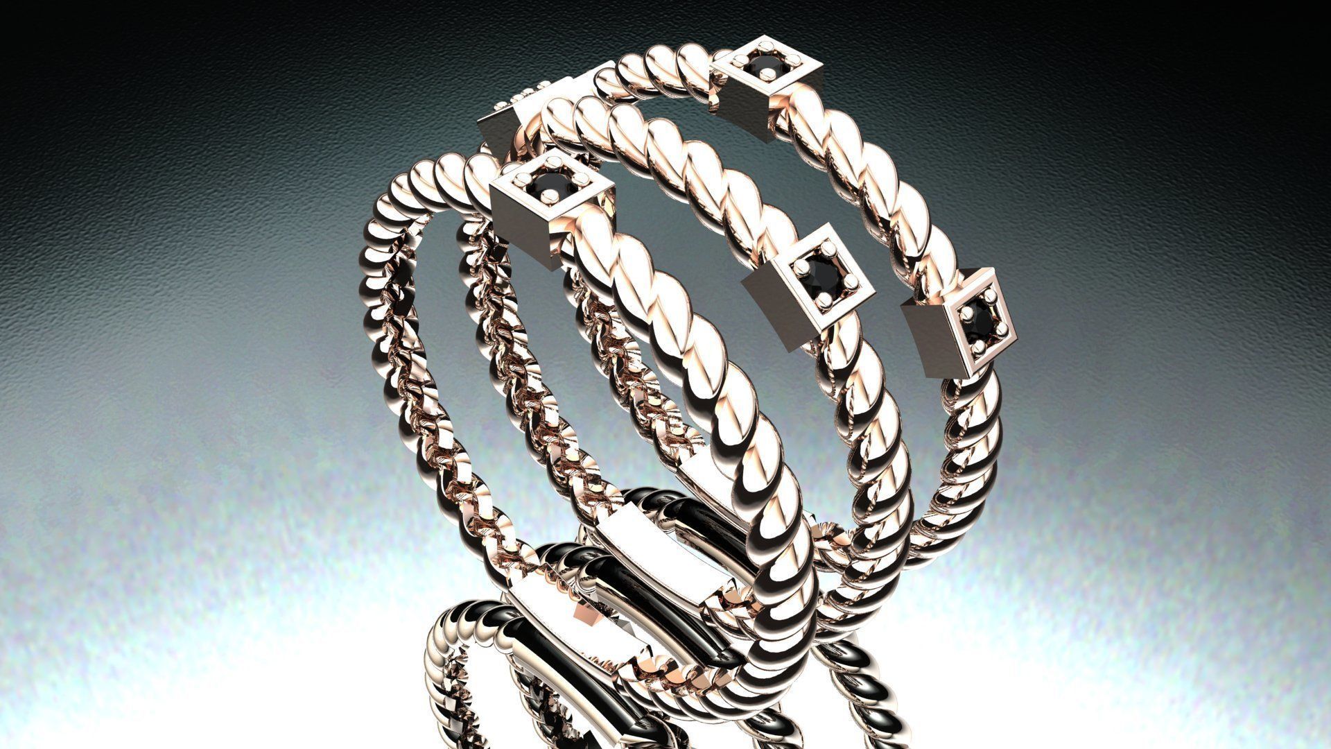 3 ring set for women 3D print model_8