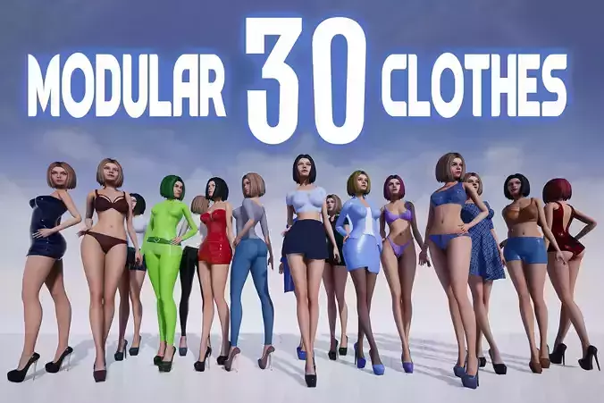 Marta Modular Girl - Clothes Pack Low-poly 3D model