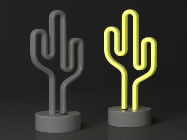 Cactus-shaped table lamp 3D model_2