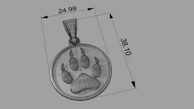 Round Wolf Paw Pendant