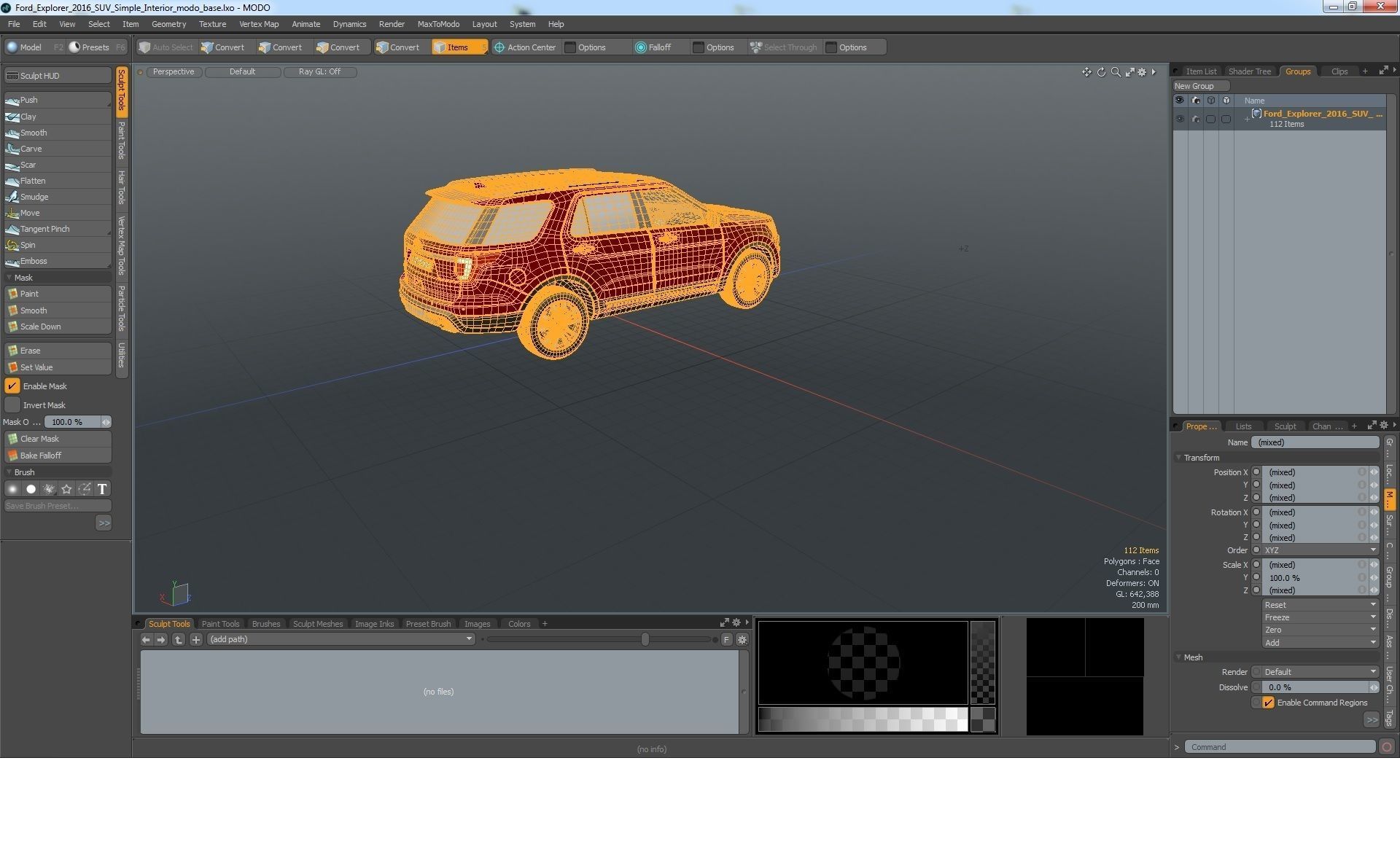 Ford Explorer 2016 SUV Simple Interior 3D model_20