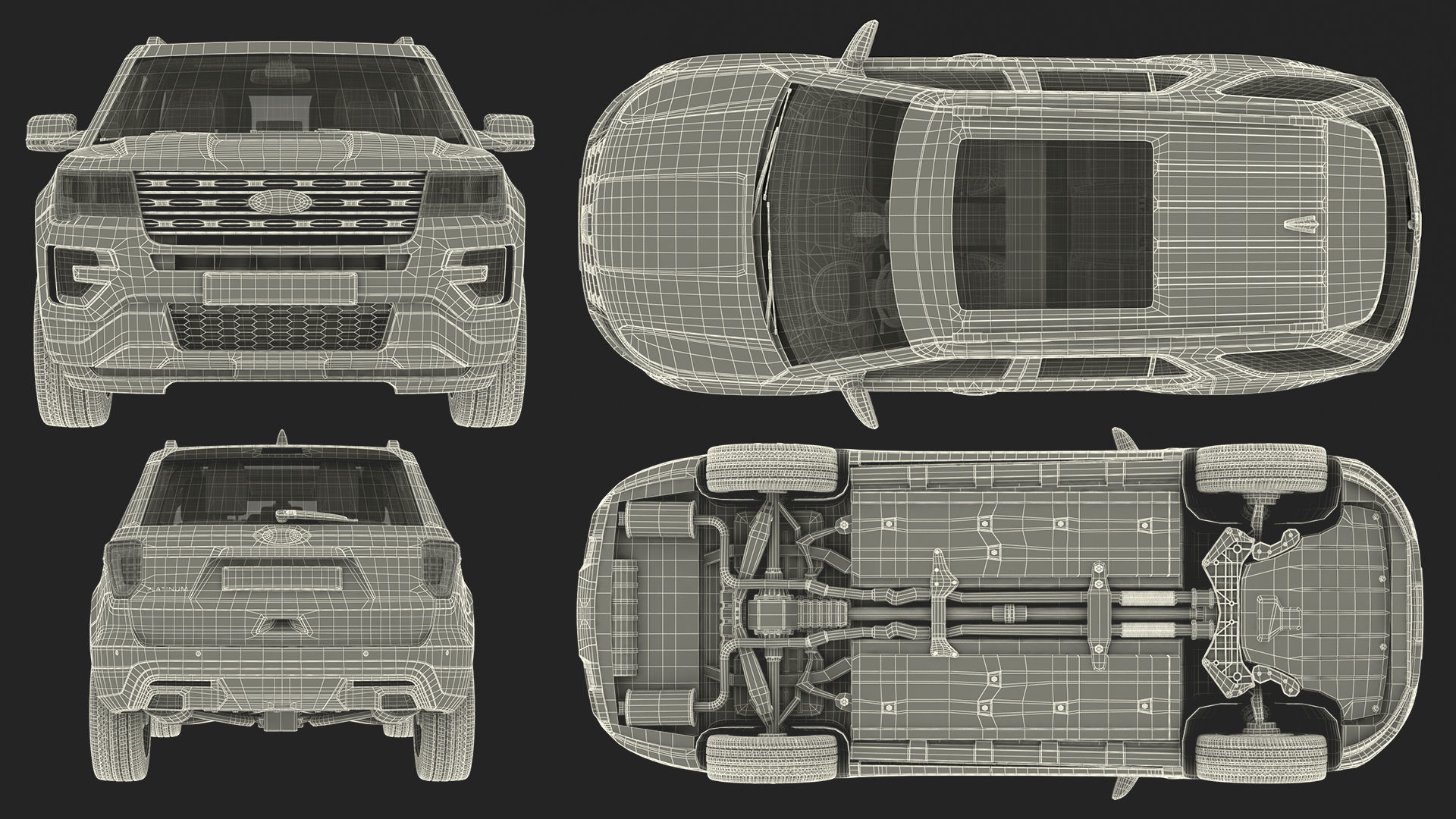 Ford Explorer 2016 SUV Simple Interior 3D model_31
