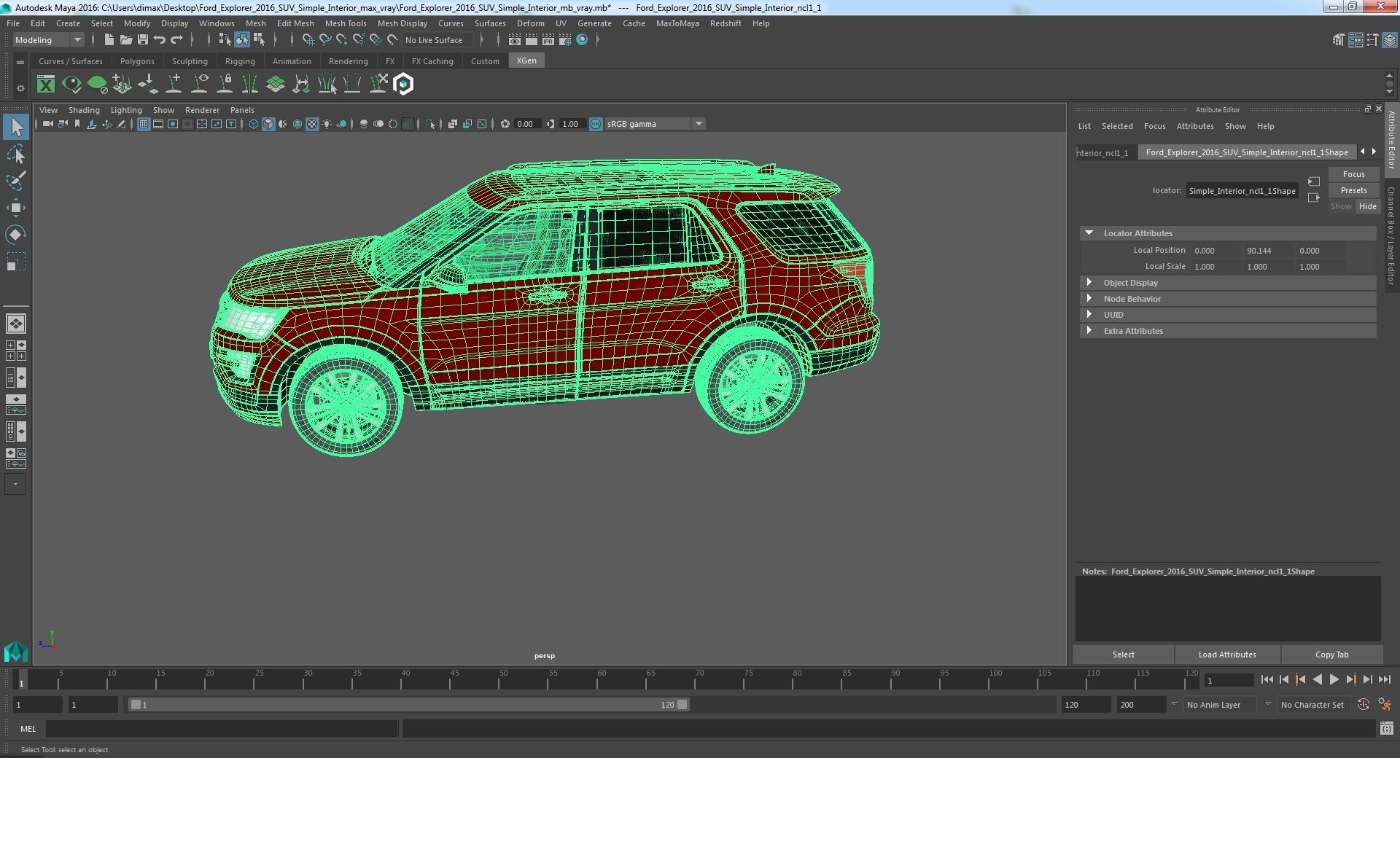 Ford Explorer 2016 SUV Simple Interior 3D model_21