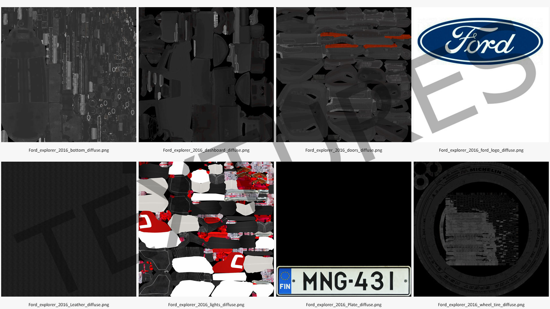 Ford Explorer 2016 SUV Simple Interior 3D model_27