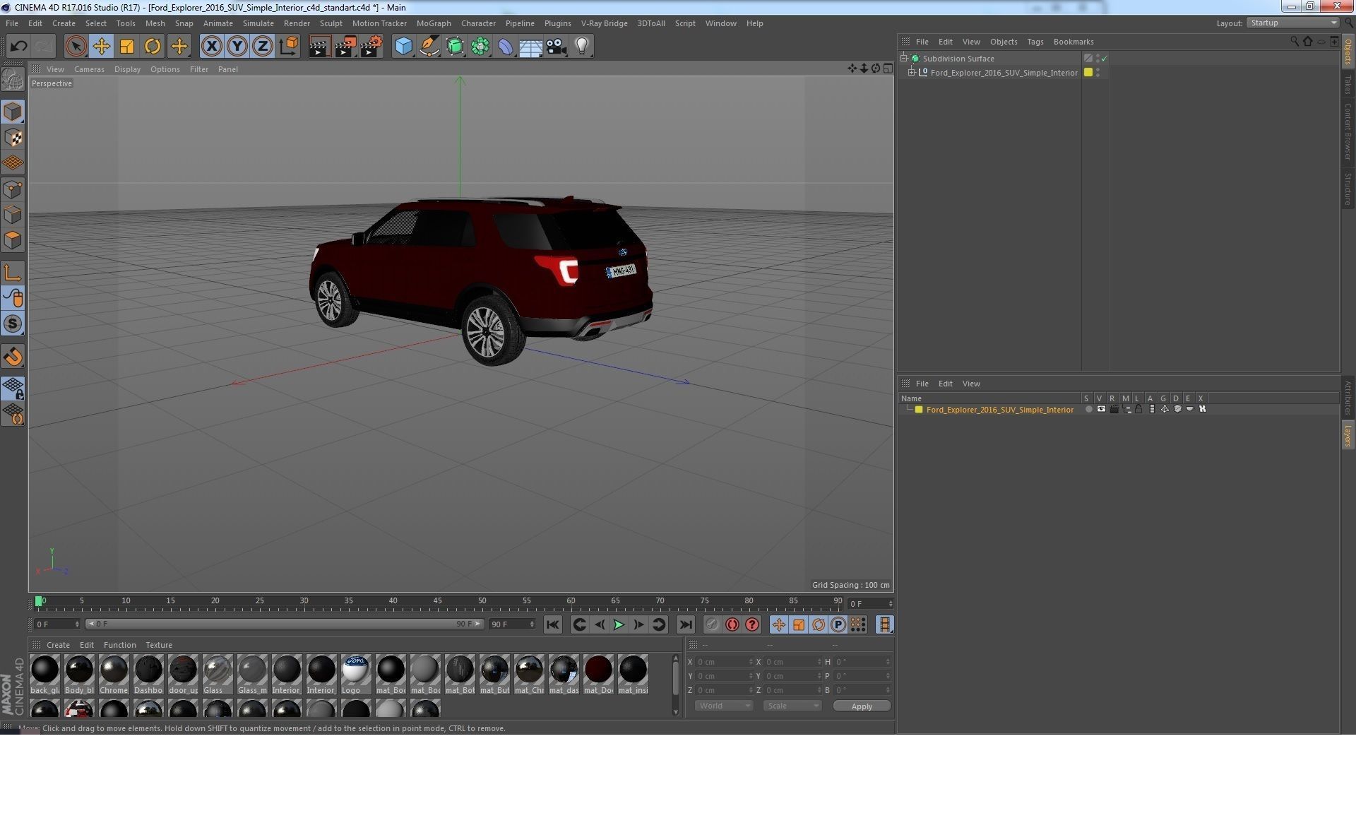 Ford Explorer 2016 SUV Simple Interior 3D model_22