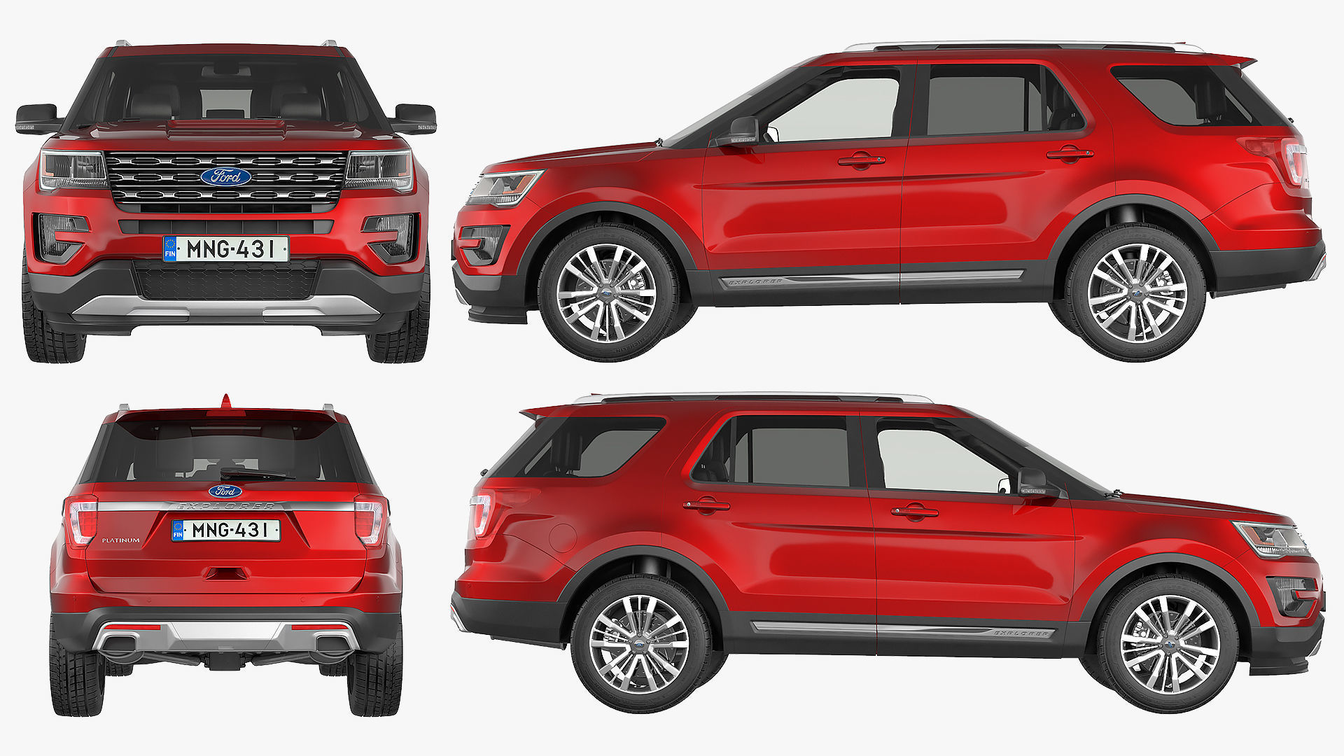 Ford Explorer 2016 SUV Simple Interior 3D model_8