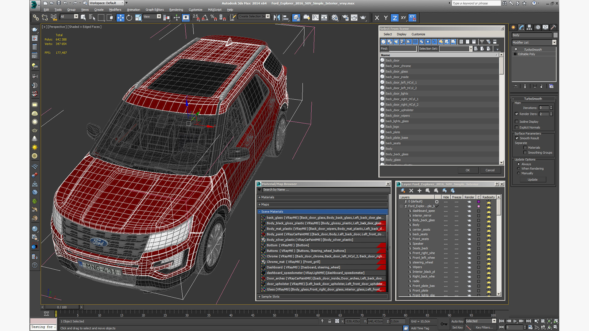 Ford Explorer 2016 SUV Simple Interior 3D model_28