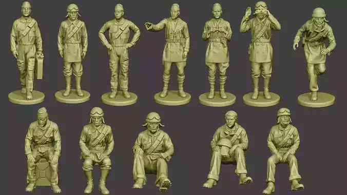 Italian Tank Crew ww2 ITCU1 Pack 1 3D Model Collection