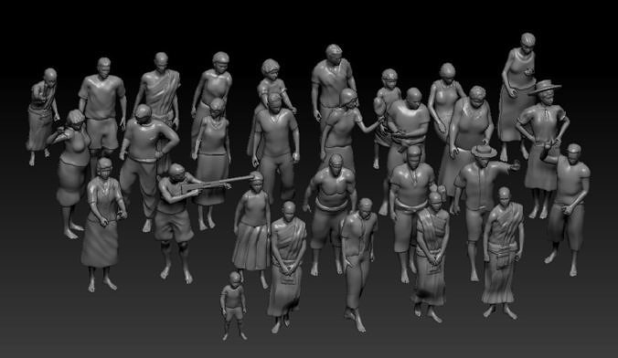 people 3D print model group of together 3D print model
