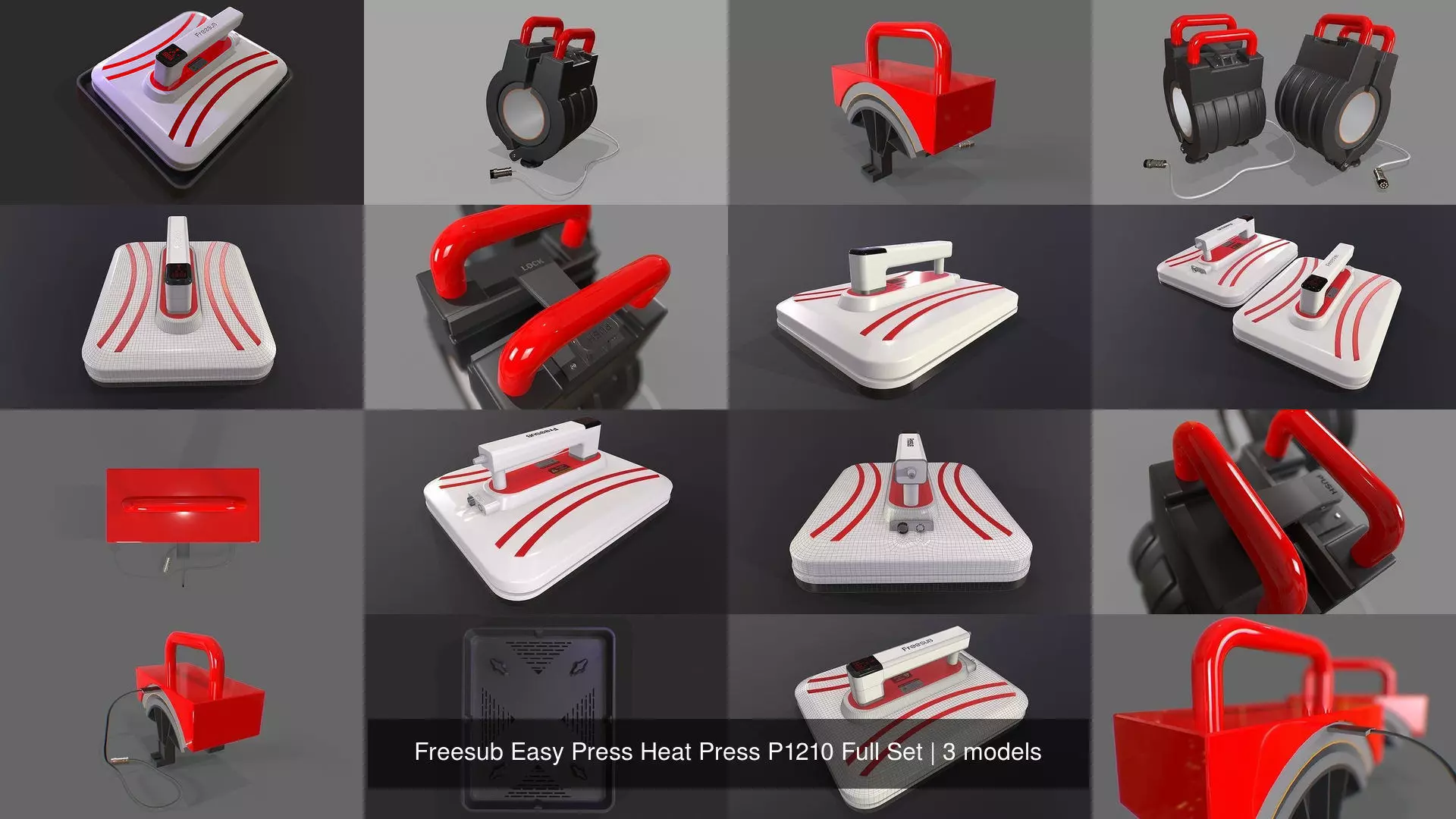 Freesub Easy Press Heat Press P1210 Full Set 3D Model Collection_4