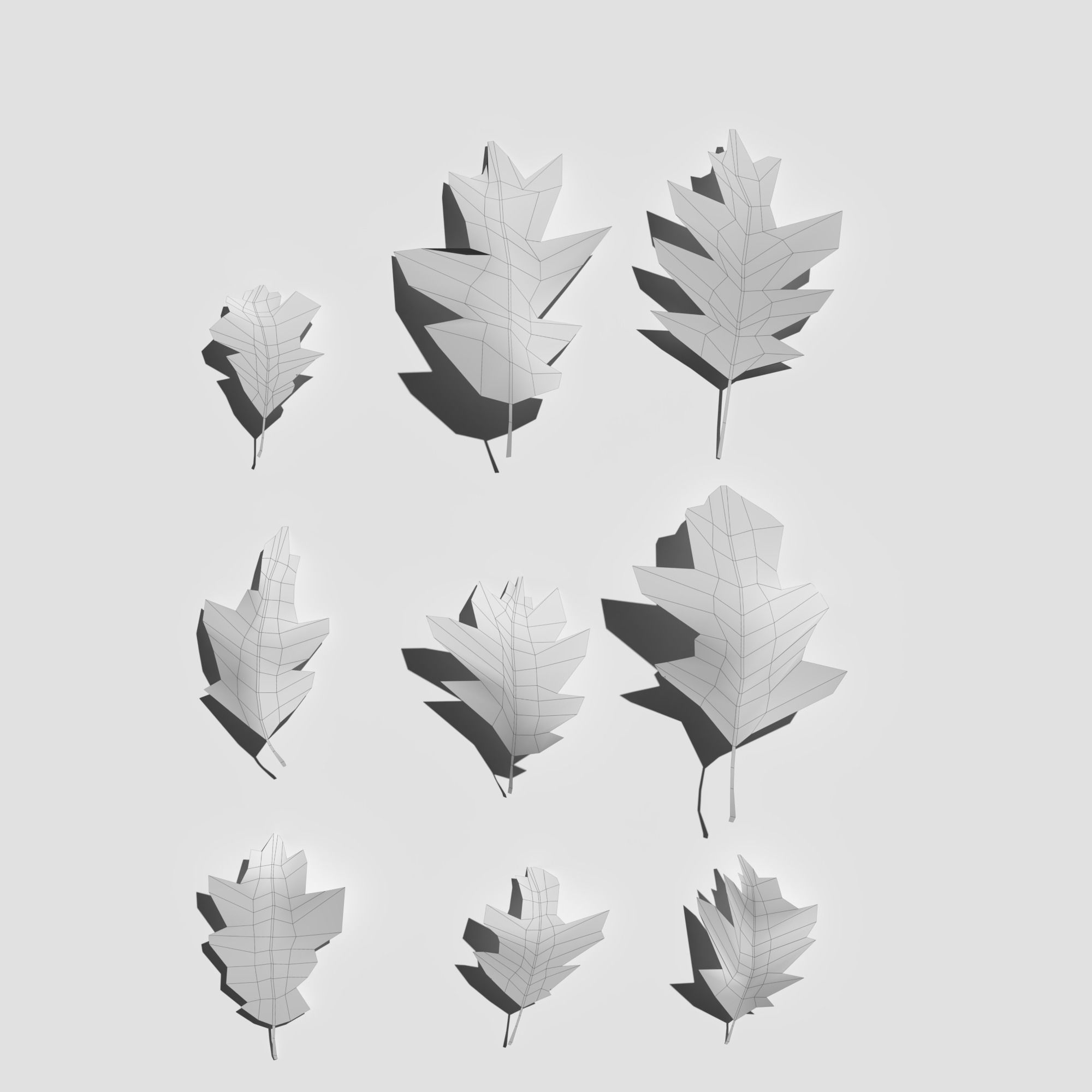 Dry Red Oak Leaves Pack Low-poly 3D model_22