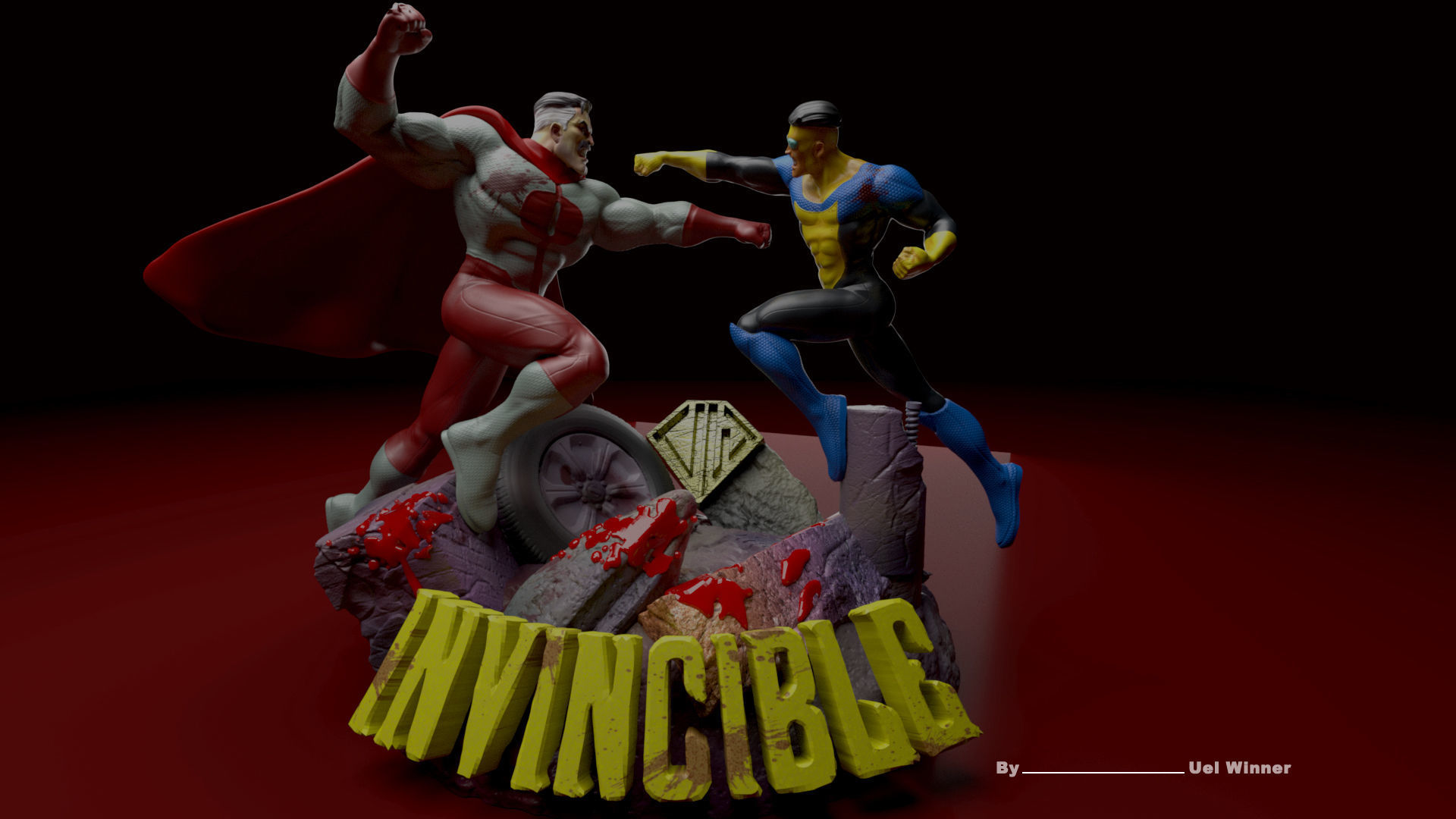 Invincible Vs Omni-Man -33 Cm 3D print model_3