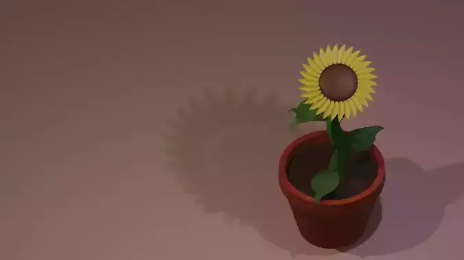 low poly sunflower in pot