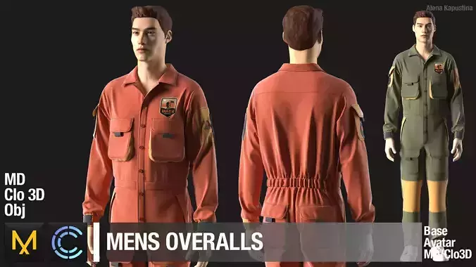 Mens overalls  Marvelous Designer 3D model