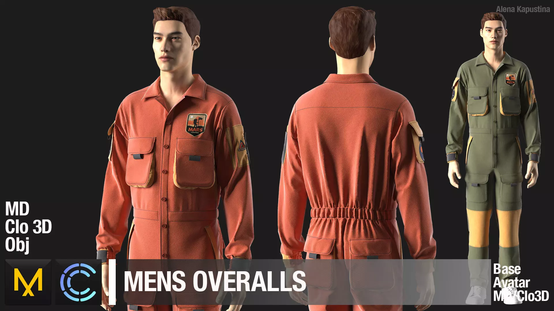Mens overalls Marvelous Designer 3D model