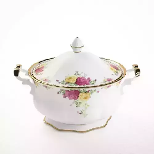 Decorative Porcelain Tureen With Handles