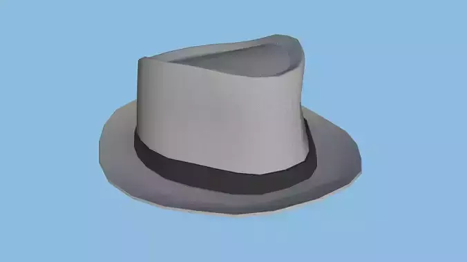 White Gentleman Trilby Hat - Character Design Fashion Low-poly 3D model