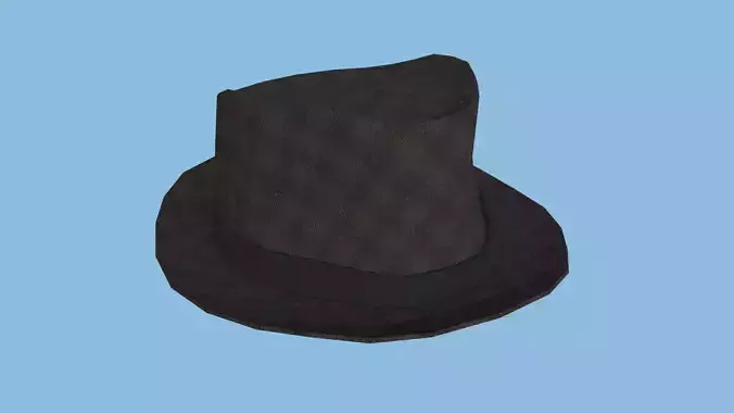 Black Plaid Trilby Hat - Character Design Fashion Low-poly 3D model