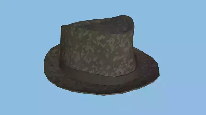 Digital Camouflage Trilby Hat - Character Design Fashion Low-poly 3D model