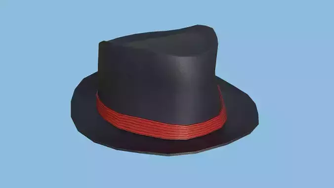 Black Red Trilby Hat - Character Design Fashion Low-poly 3D model