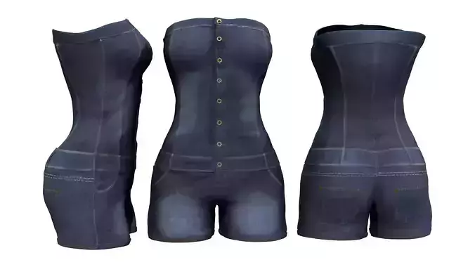 Strapless Denim Overall