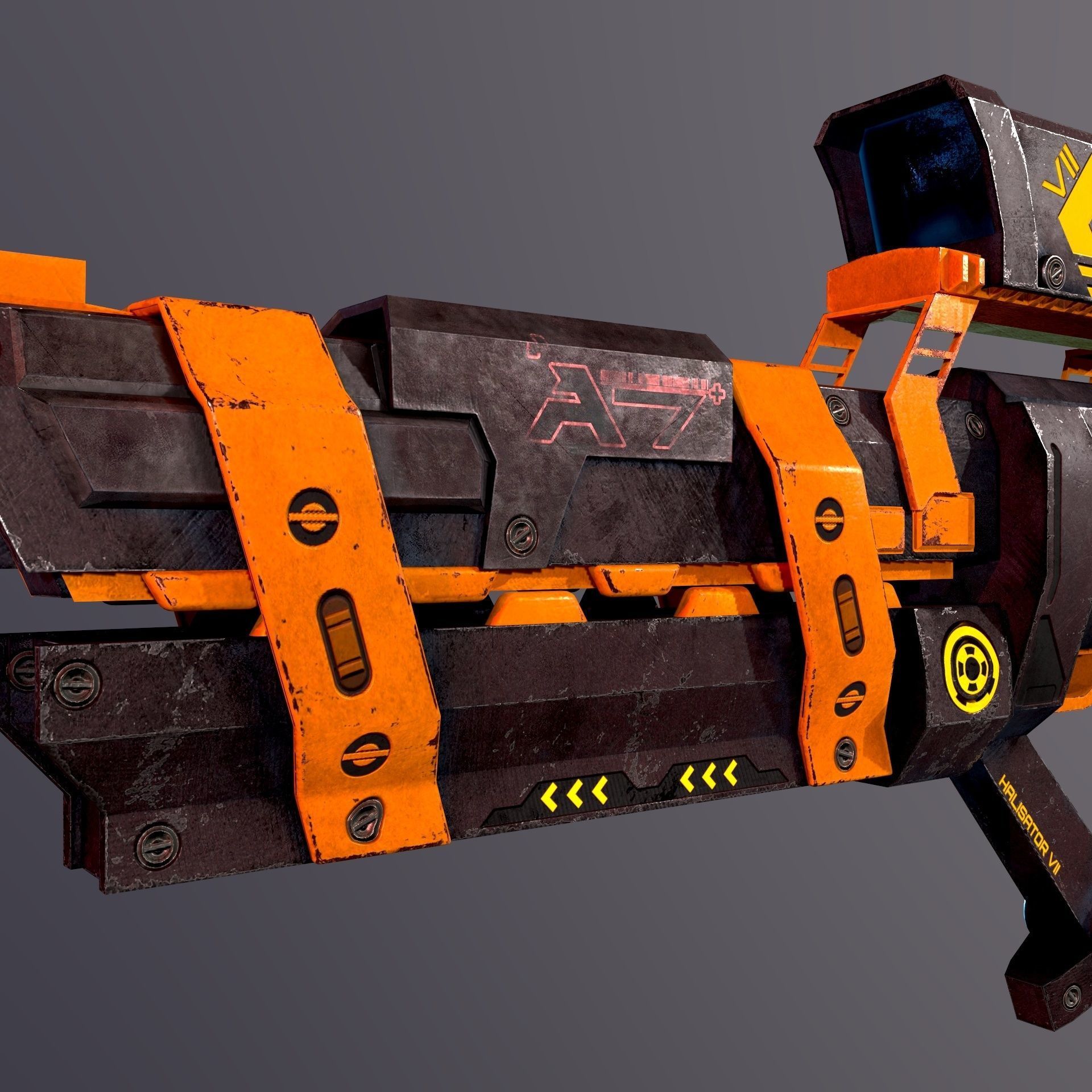 sci fi weapon Low-poly 3D model_2