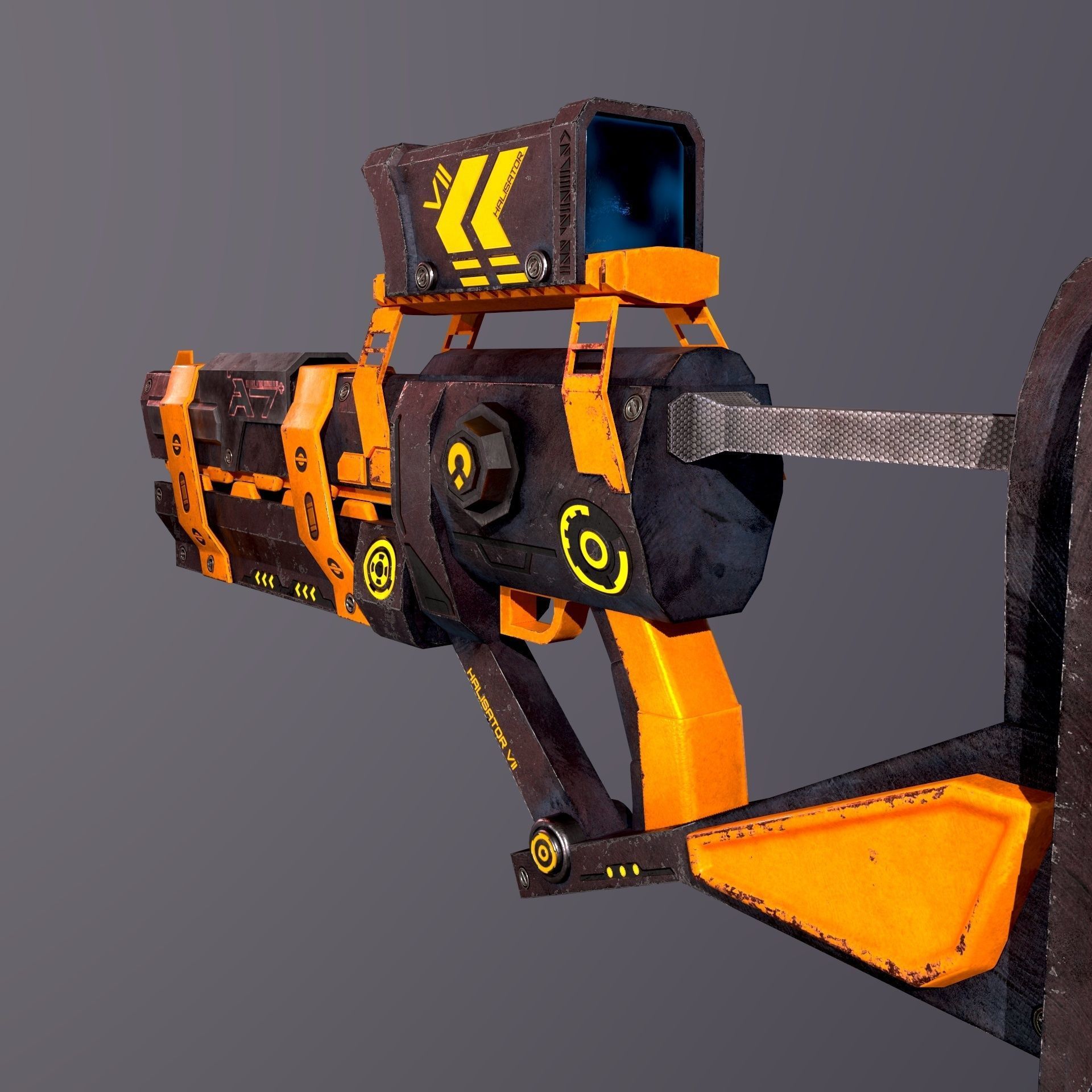 sci fi weapon Low-poly 3D model_3