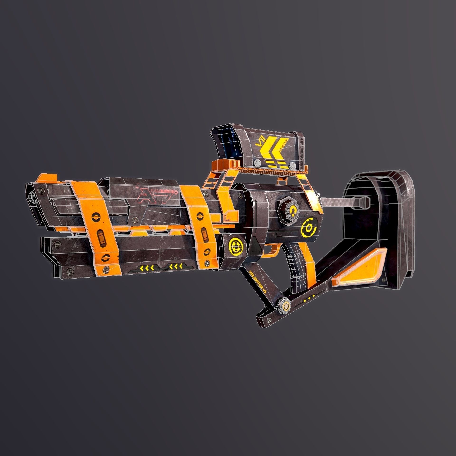 sci fi weapon Low-poly 3D model_6