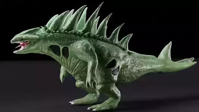 Realistic tyranitar dinosaur with spikes