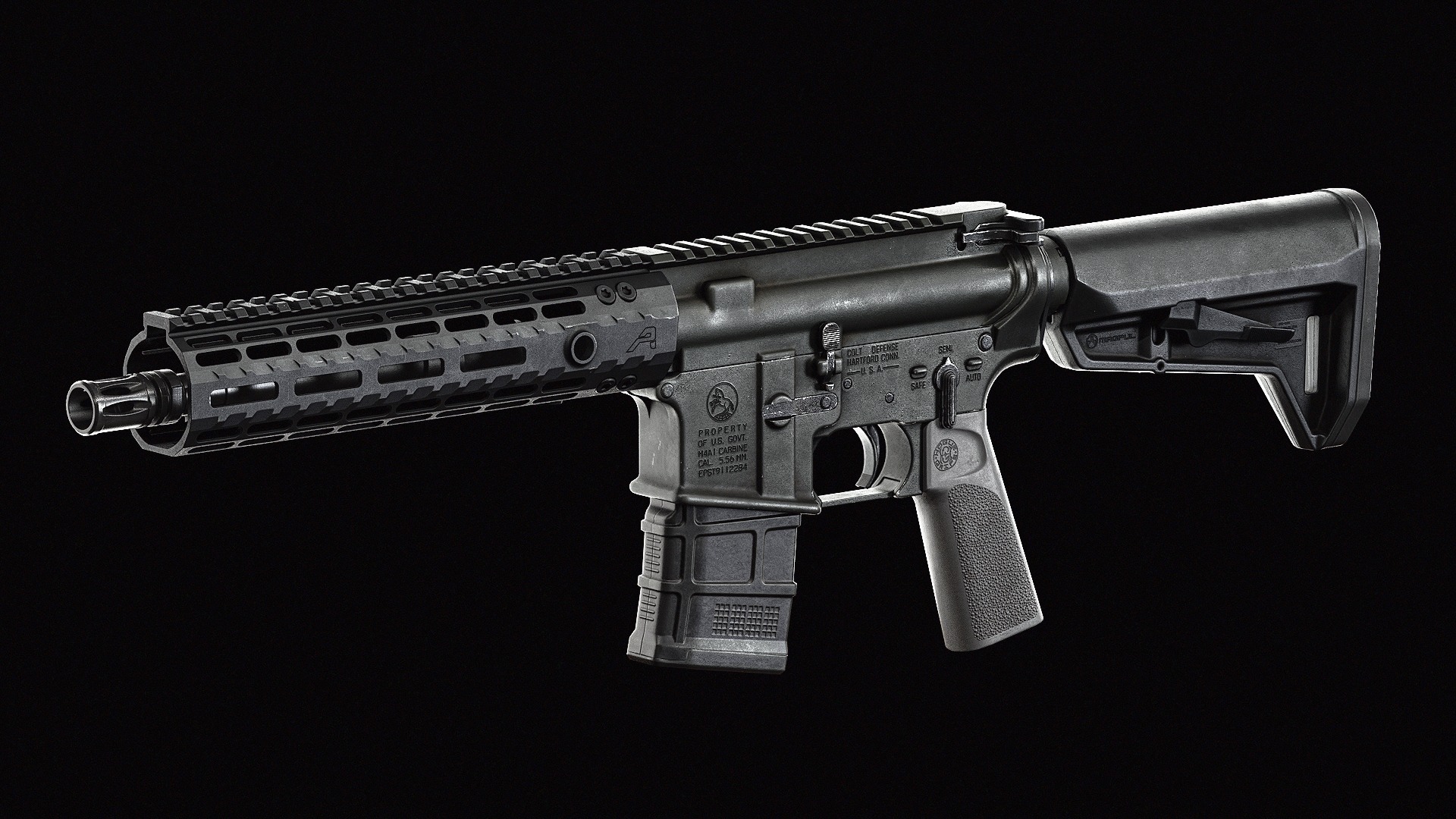 Hogue 15 Grip AR15 M16 Low-poly 3D model_8