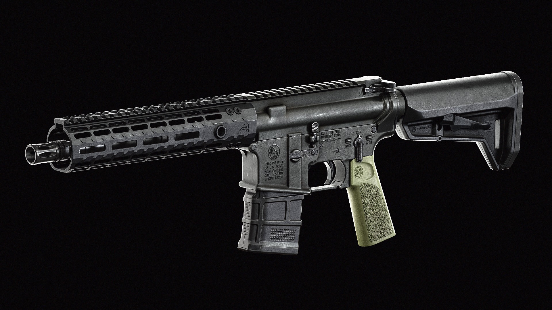 Hogue 15 Grip AR15 M16 Low-poly 3D model_7